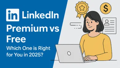 LinkedIn Premium vs Free: Which Plan Will Boost Your Career in 2025? 29 A digital illustration comparing LinkedIn Premium vs Free features and benefits in 2025