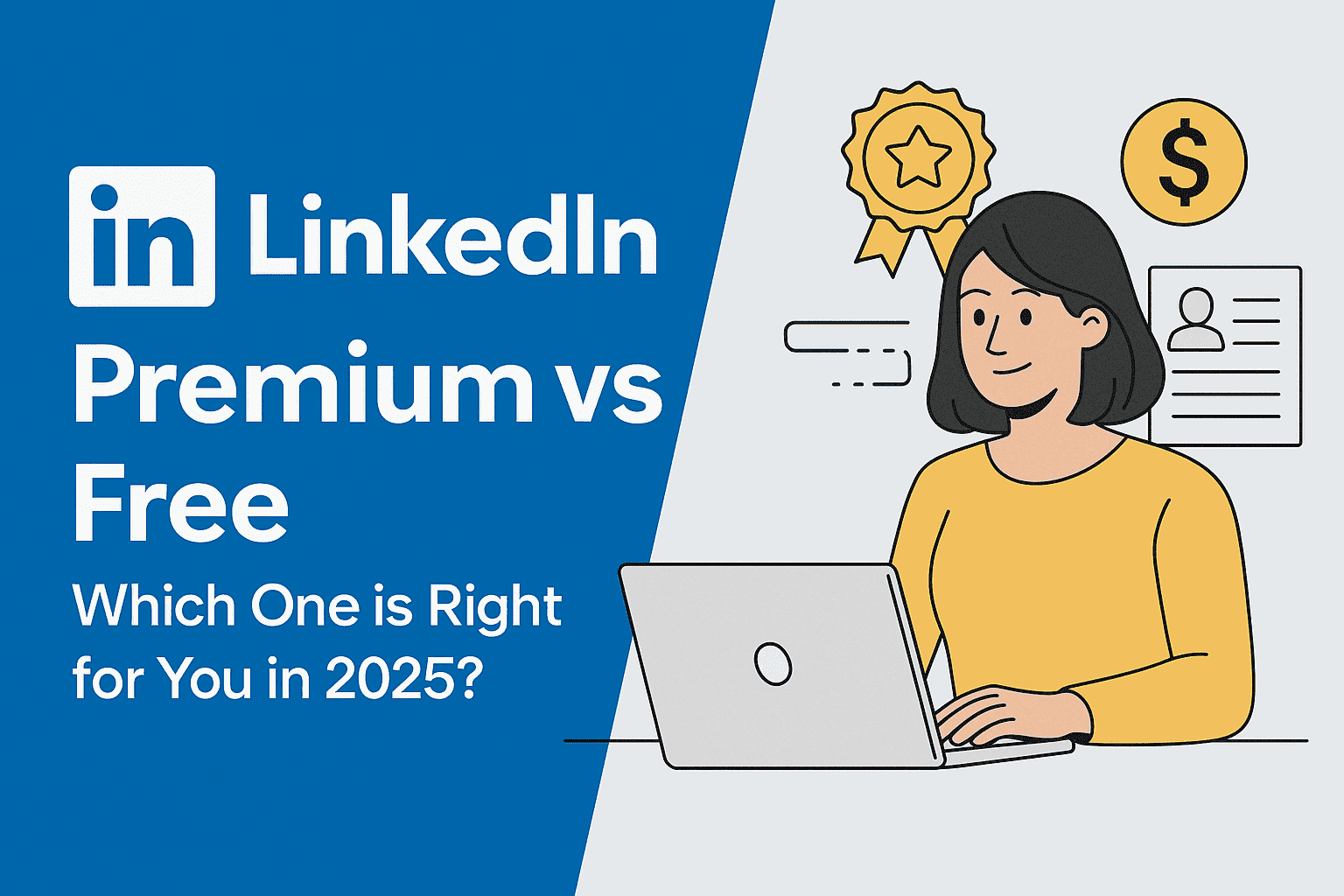 LinkedIn Premium vs Free: Which Plan Will Boost Your Career in 2025? 1 A digital illustration comparing LinkedIn Premium vs Free features and benefits in 2025