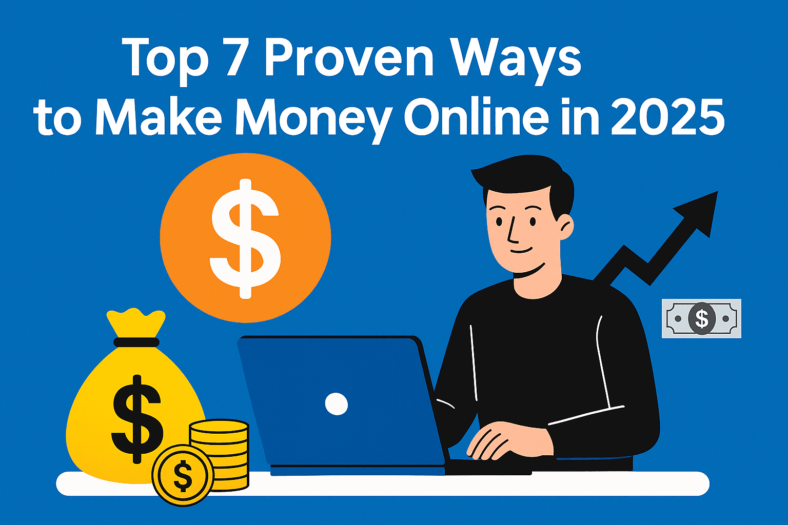 The Ultimate Guide to Making Money Online in 2025 – Proven Strategies for Beginners 1 Illustration representing ways to make money online in 2025