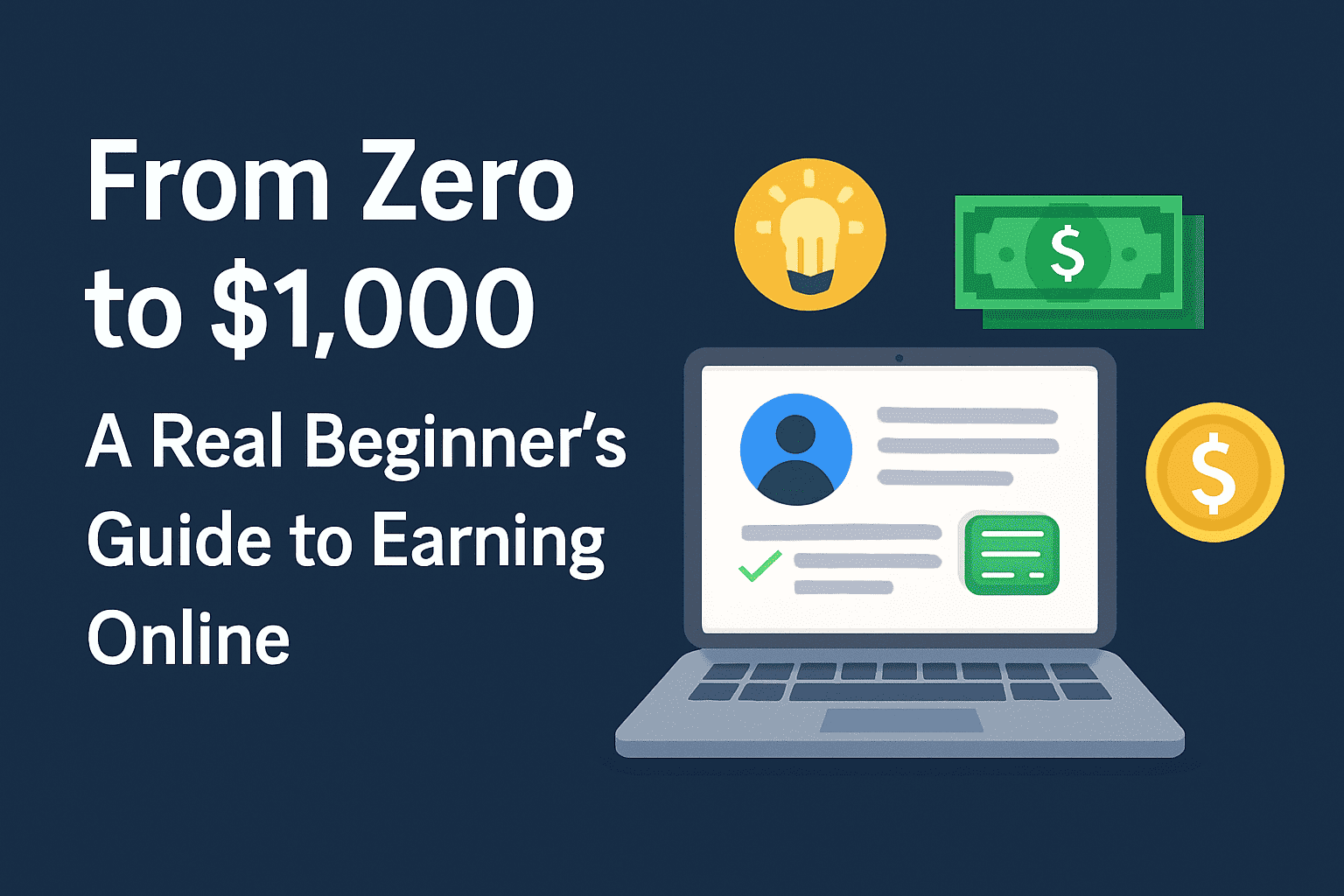 From Zero to $1,000: A Real Beginner’s Guide to Earning Online 1 From zero to $1,000 - beginner’s guide to earning online in 2025