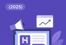 Hostinger affiliate marketing step-by-step guide 2025 with laptop, megaphone, and growth chart illustration